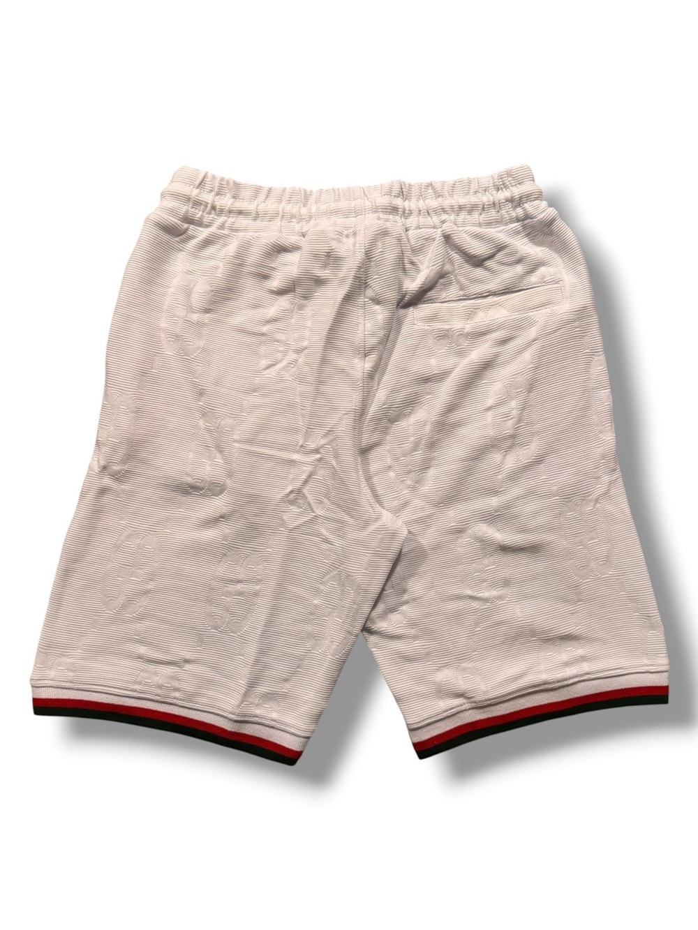Gucci Men’s Small White GG Monogram Shorts with Signature Stripe - Picture 2 of 4